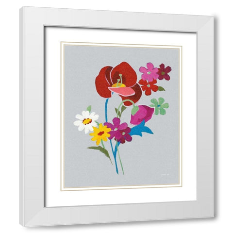 Alpine Bouquet II Gray White Modern Wood Framed Art Print with Double Matting by Nai, Danhui