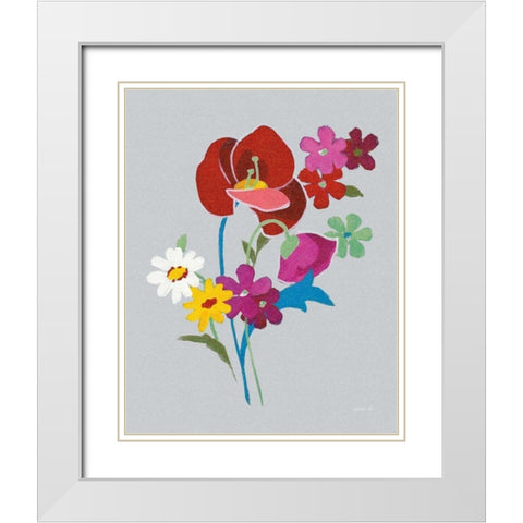 Alpine Bouquet II Gray White Modern Wood Framed Art Print with Double Matting by Nai, Danhui