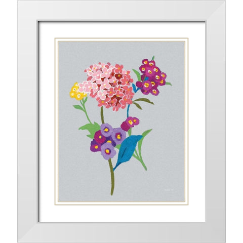 Alpine Bouquet III Gray White Modern Wood Framed Art Print with Double Matting by Nai, Danhui