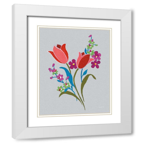 Alpine Bouquet IV Gray White Modern Wood Framed Art Print with Double Matting by Nai, Danhui