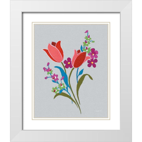 Alpine Bouquet IV Gray White Modern Wood Framed Art Print with Double Matting by Nai, Danhui