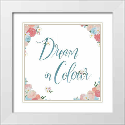 Spirit Stallion IV Blush and Teal White Modern Wood Framed Art Print with Double Matting by Wiens, James