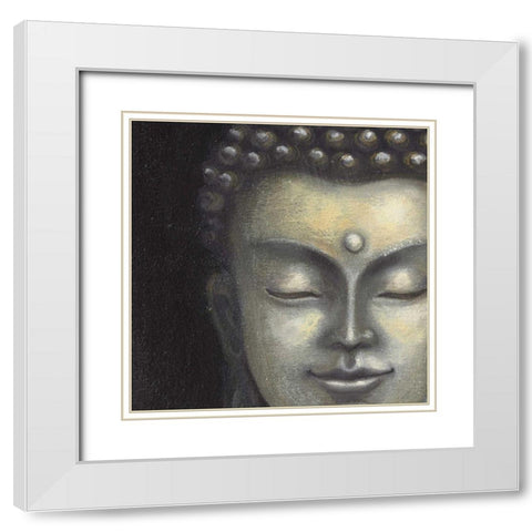 Serene Buddha I Crop White Modern Wood Framed Art Print with Double Matting by McBride, Naomi
