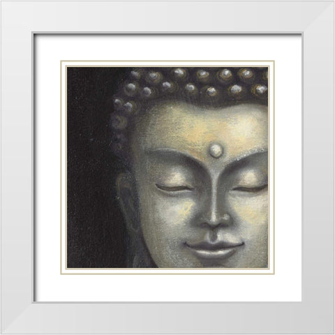 Serene Buddha I Crop White Modern Wood Framed Art Print with Double Matting by McBride, Naomi