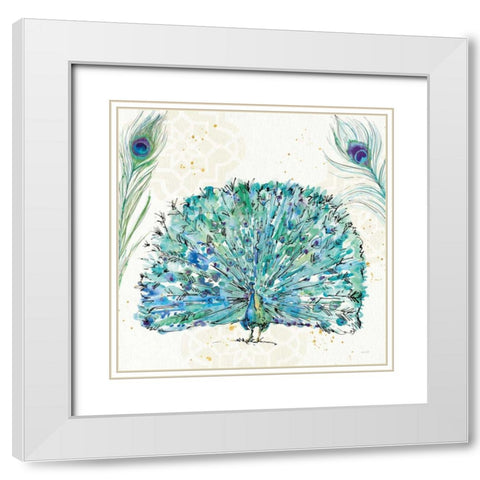 Peacock Garden IX Purple Square no Words White Modern Wood Framed Art Print with Double Matting by Tavoletti, Anne
