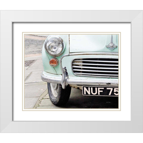 London Traveller Mint and Blush White Modern Wood Framed Art Print with Double Matting by Bevan, Keri