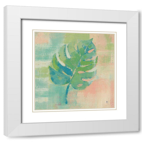Beach Cove Leaves I White Modern Wood Framed Art Print with Double Matting by Studio Mousseau