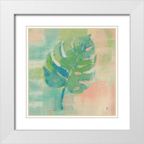Beach Cove Leaves I White Modern Wood Framed Art Print with Double Matting by Studio Mousseau