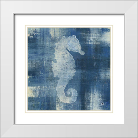Batik Seas I White Modern Wood Framed Art Print with Double Matting by Studio Mousseau