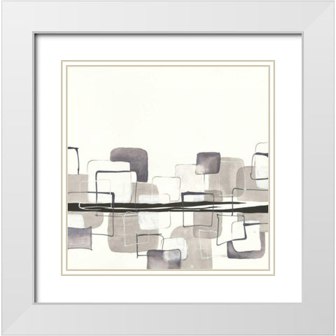 Placid Boxes I White Modern Wood Framed Art Print with Double Matting by Paschke, Chris