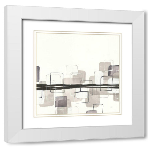 Placid Boxes II White Modern Wood Framed Art Print with Double Matting by Paschke, Chris