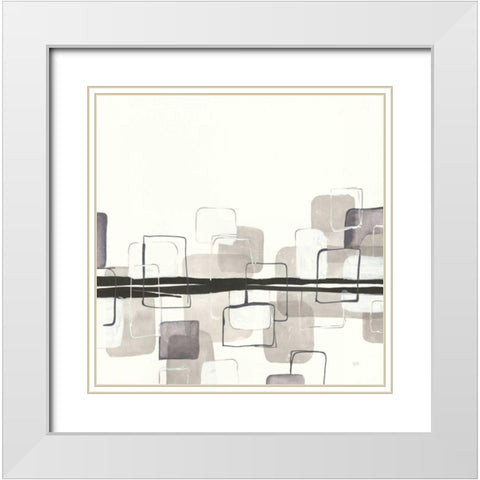 Placid Boxes II White Modern Wood Framed Art Print with Double Matting by Paschke, Chris
