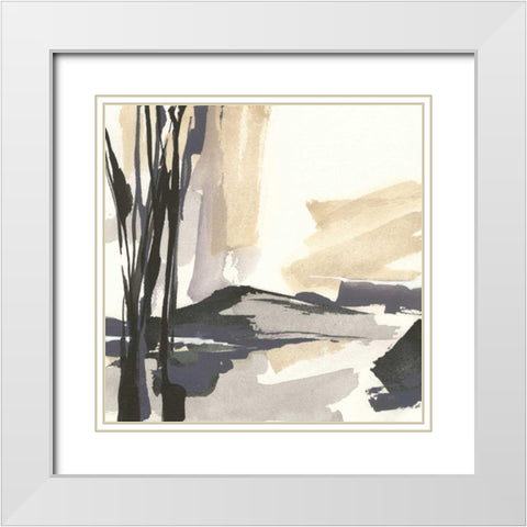 Placid IV White Modern Wood Framed Art Print with Double Matting by Paschke, Chris