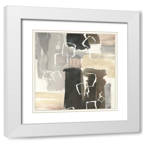 Dancing Squares I White Modern Wood Framed Art Print with Double Matting by Paschke, Chris
