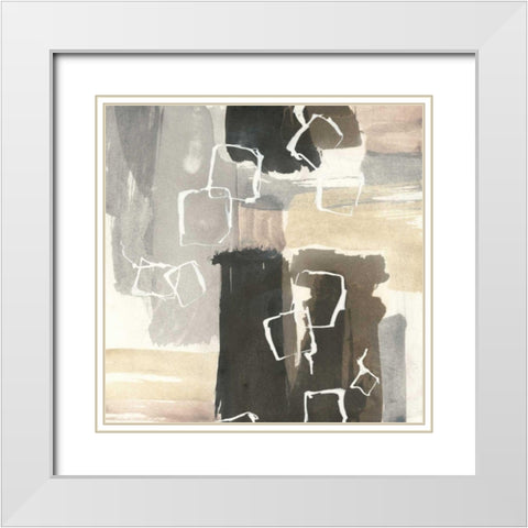 Dancing Squares I White Modern Wood Framed Art Print with Double Matting by Paschke, Chris