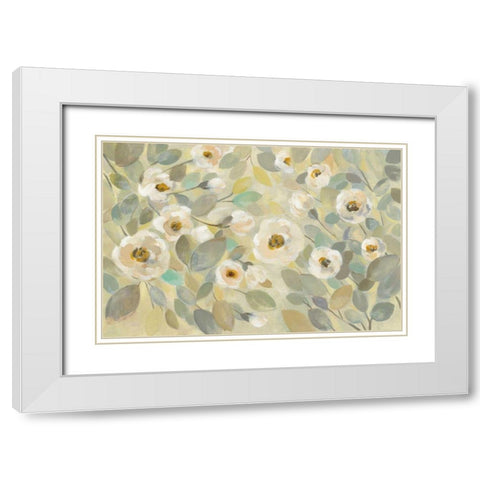 Blooming Branches Flower White Modern Wood Framed Art Print with Double Matting by Vassileva, Silvia
