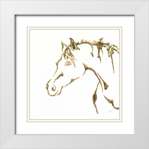 Gilded Cowpony on White White Modern Wood Framed Art Print with Double Matting by Paschke, Chris