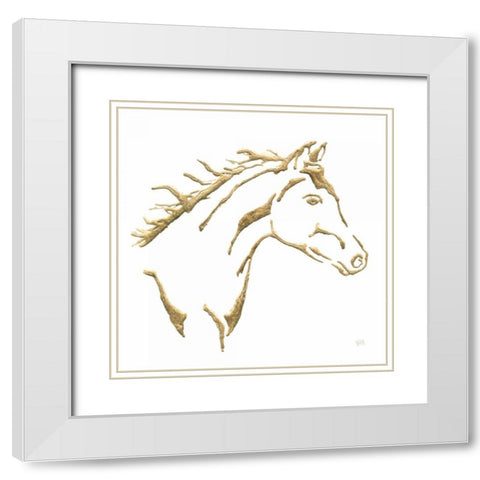 Gilded Filly on White White Modern Wood Framed Art Print with Double Matting by Paschke, Chris