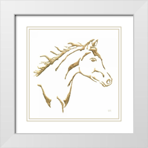 Gilded Filly on White White Modern Wood Framed Art Print with Double Matting by Paschke, Chris