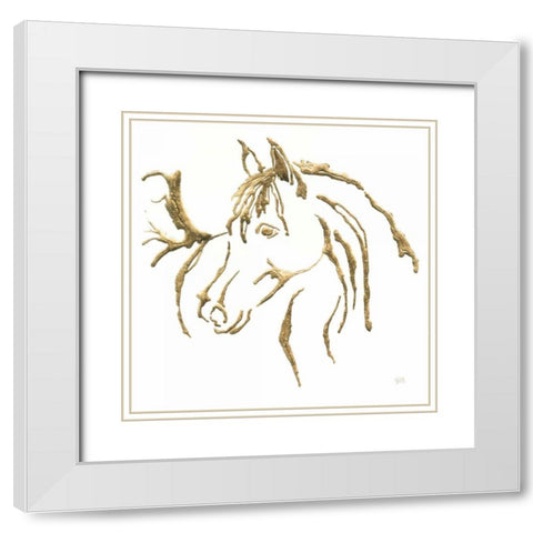 Gilded Mare on White White Modern Wood Framed Art Print with Double Matting by Paschke, Chris
