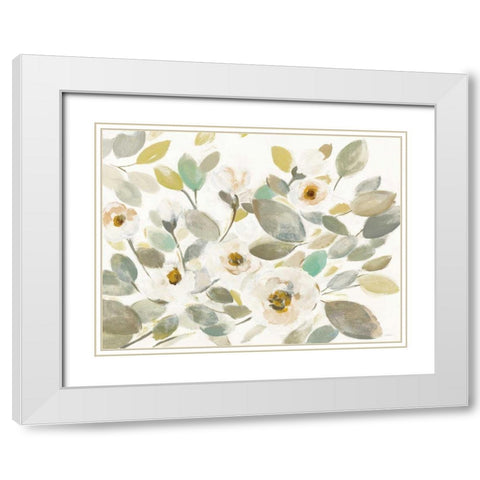 Blooming Branches II on White White Modern Wood Framed Art Print with Double Matting by Vassileva, Silvia