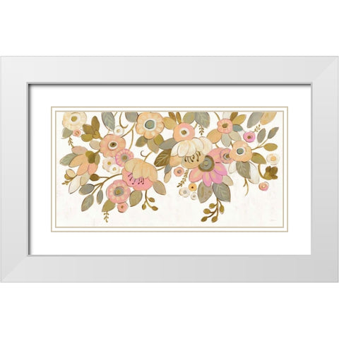 Decorative Pastel Flowers on White White Modern Wood Framed Art Print with Double Matting by Vassileva, Silvia