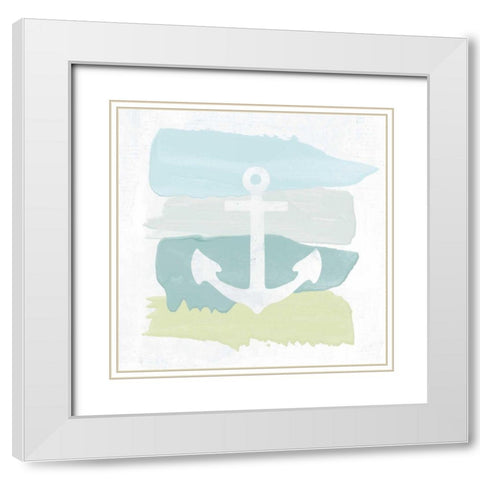 Seaside Swatch Anchor White Modern Wood Framed Art Print with Double Matting by Hershey, Moira