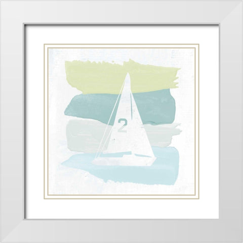 Seaside Swatch Sailboat White Modern Wood Framed Art Print with Double Matting by Hershey, Moira