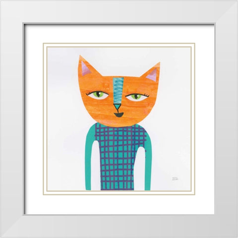 Cool Cats II White Modern Wood Framed Art Print with Double Matting by Averinos, Melissa