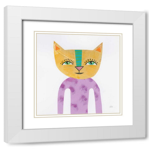 Cool Cats IV White Modern Wood Framed Art Print with Double Matting by Averinos, Melissa