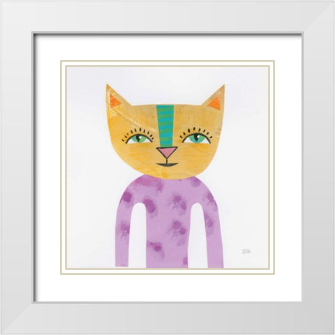 Cool Cats IV White Modern Wood Framed Art Print with Double Matting by Averinos, Melissa