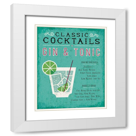 Classic Cocktail Gin and Tonic White Modern Wood Framed Art Print with Double Matting by Mullan, Michael