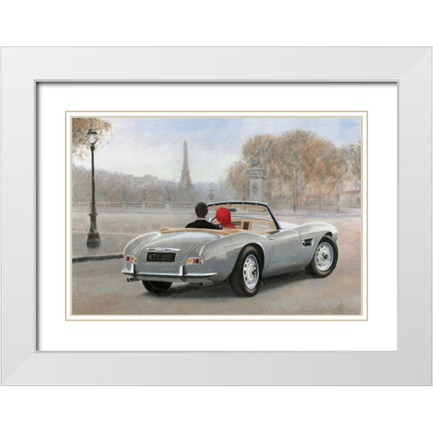 Ride in Paris III White Modern Wood Framed Art Print with Double Matting by Fabiano, Marco