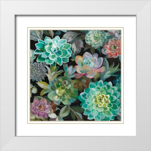 Floral Succulents v2 Crop White Modern Wood Framed Art Print with Double Matting by Nai, Danhui