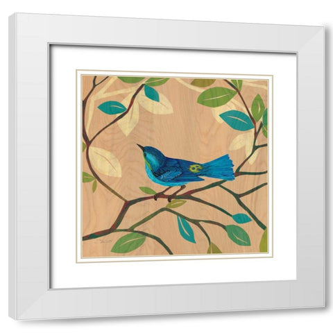 Songbird IV White Modern Wood Framed Art Print with Double Matting by D Salusti