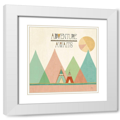 Southwest Geo III White Modern Wood Framed Art Print with Double Matting by Charron, Veronique