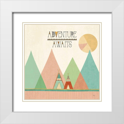 Southwest Geo III White Modern Wood Framed Art Print with Double Matting by Charron, Veronique