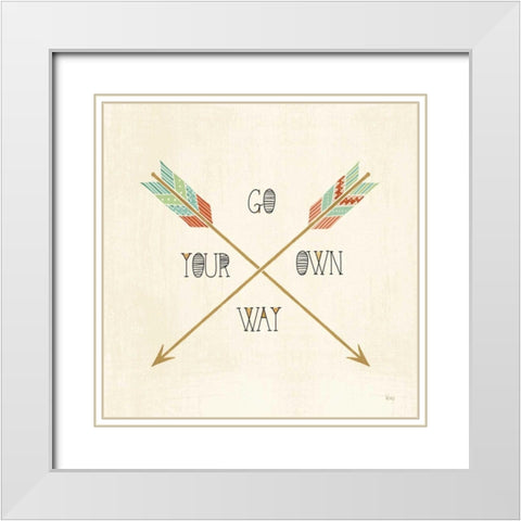 Southwest Geo V White Modern Wood Framed Art Print with Double Matting by Charron, Veronique