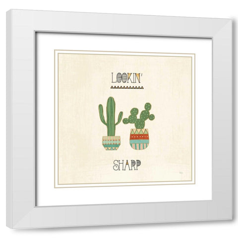 Southwest Geo IX White Modern Wood Framed Art Print with Double Matting by Charron, Veronique