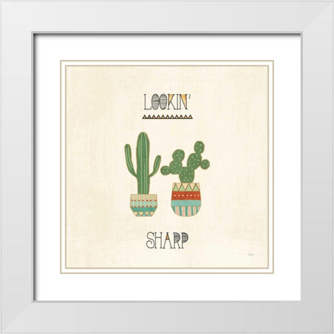 Southwest Geo IX White Modern Wood Framed Art Print with Double Matting by Charron, Veronique