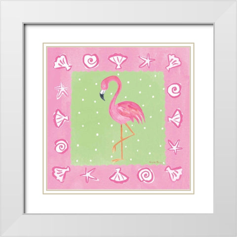 Flamingo Dance II White Modern Wood Framed Art Print with Double Matting by Zaman, Farida