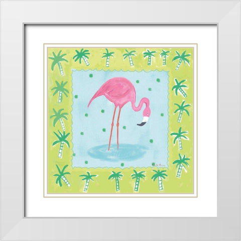 Flamingo Dance III v2 White Modern Wood Framed Art Print with Double Matting by Zaman, Farida
