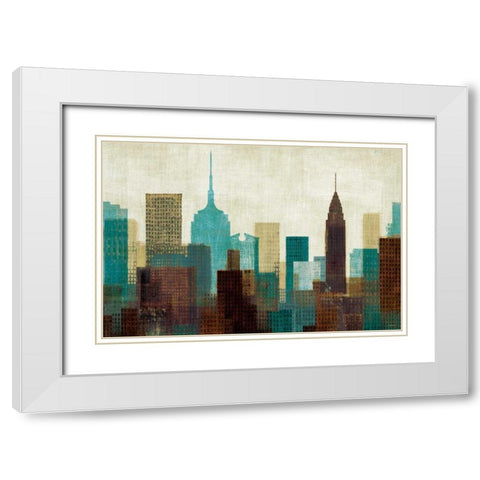 Summer in the City I Blue White Modern Wood Framed Art Print with Double Matting by Mullan, Michael