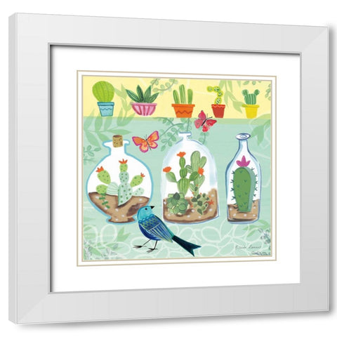 Cacti Garden I White Modern Wood Framed Art Print with Double Matting by Zaman, Farida