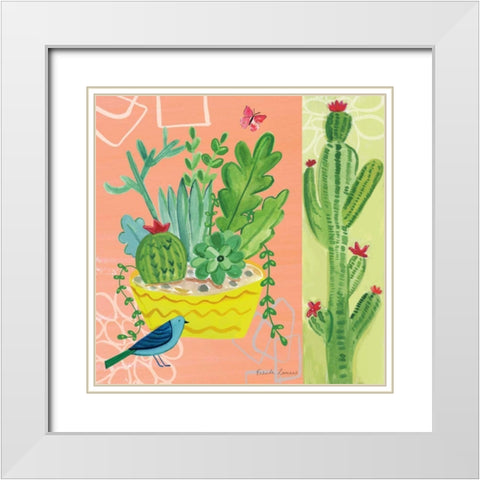 Cacti Garden IV White Modern Wood Framed Art Print with Double Matting by Zaman, Farida
