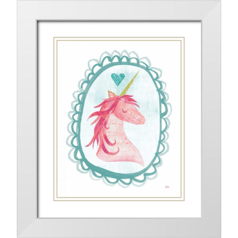 Unicorn Magic I with Border White Modern Wood Framed Art Print with Double Matting by Averinos, Melissa