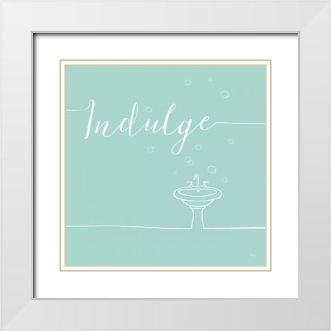 Underline Bath VII Teal White Modern Wood Framed Art Print with Double Matting by Charron, Veronique