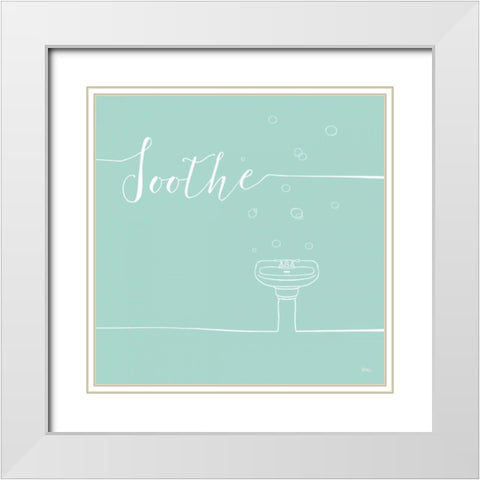 Underline Bath VIII Teal White Modern Wood Framed Art Print with Double Matting by Charron, Veronique