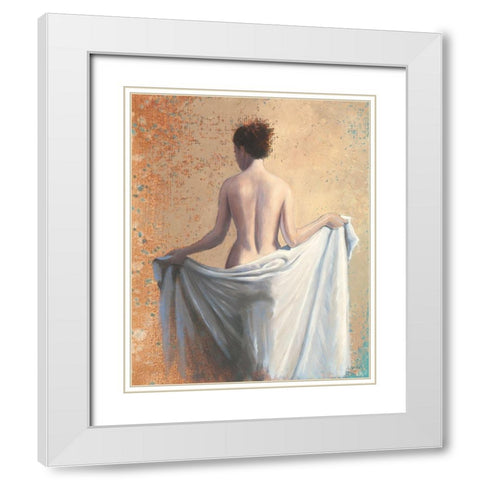 After the Bath Coral White Modern Wood Framed Art Print with Double Matting by Wiens, James