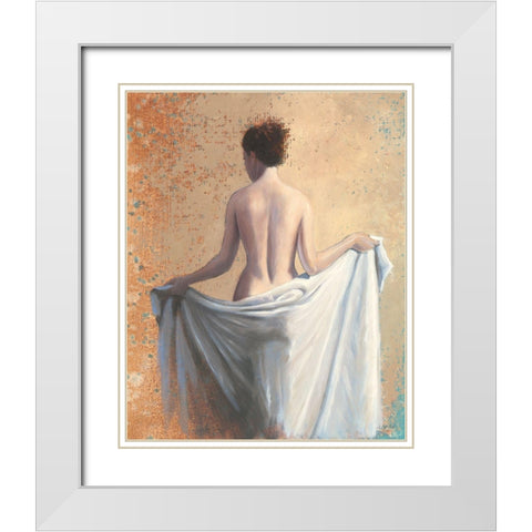 After the Bath Coral White Modern Wood Framed Art Print with Double Matting by Wiens, James